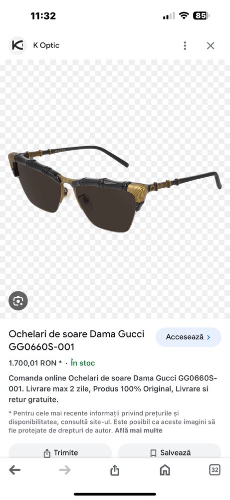 Ochelari de soare Dama Gucci GG0660S-001