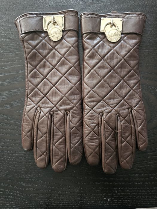 Кожени ръкавици Michael Kors кафеви