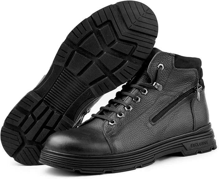 Мъжки боти от естествена кожа с връзки и гумена подметка - Ducavelli