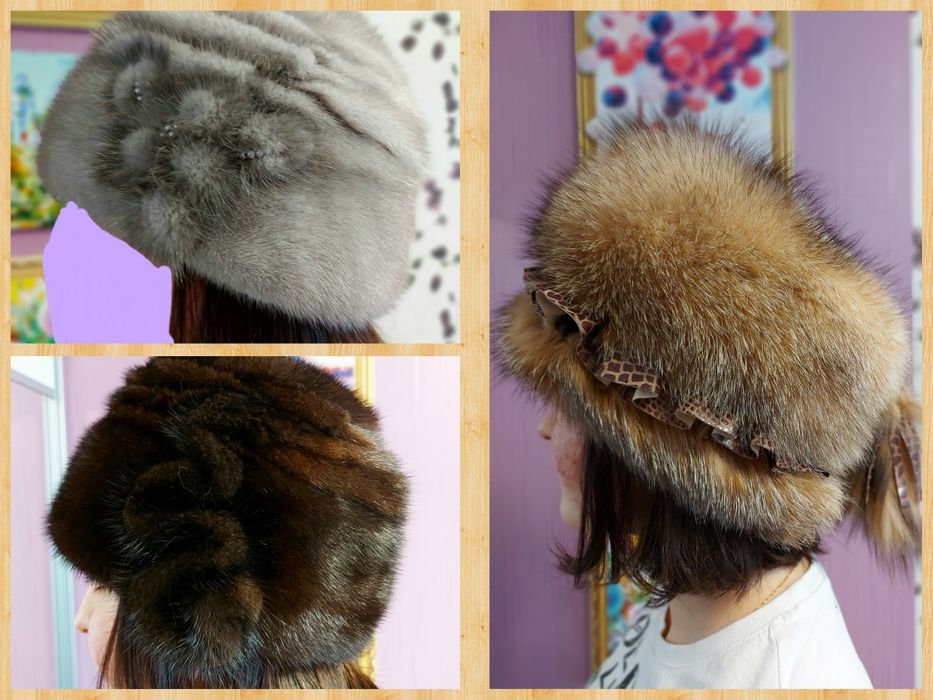 Норковая шапка. Шапка из чернобурки.