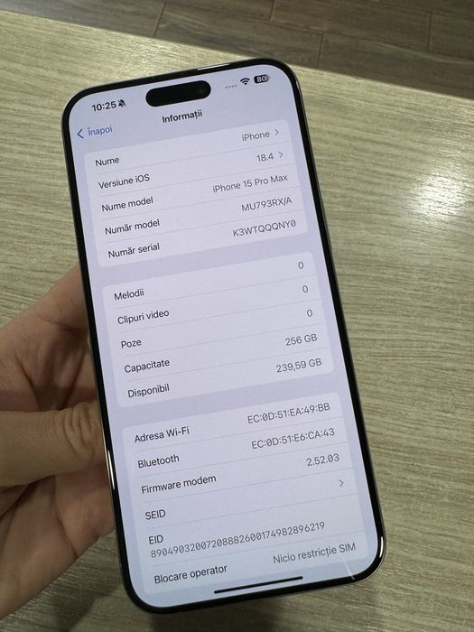 iPhone 15 Pro Max, 256GB, 5G, Natural Titanium, Bateria 98%!