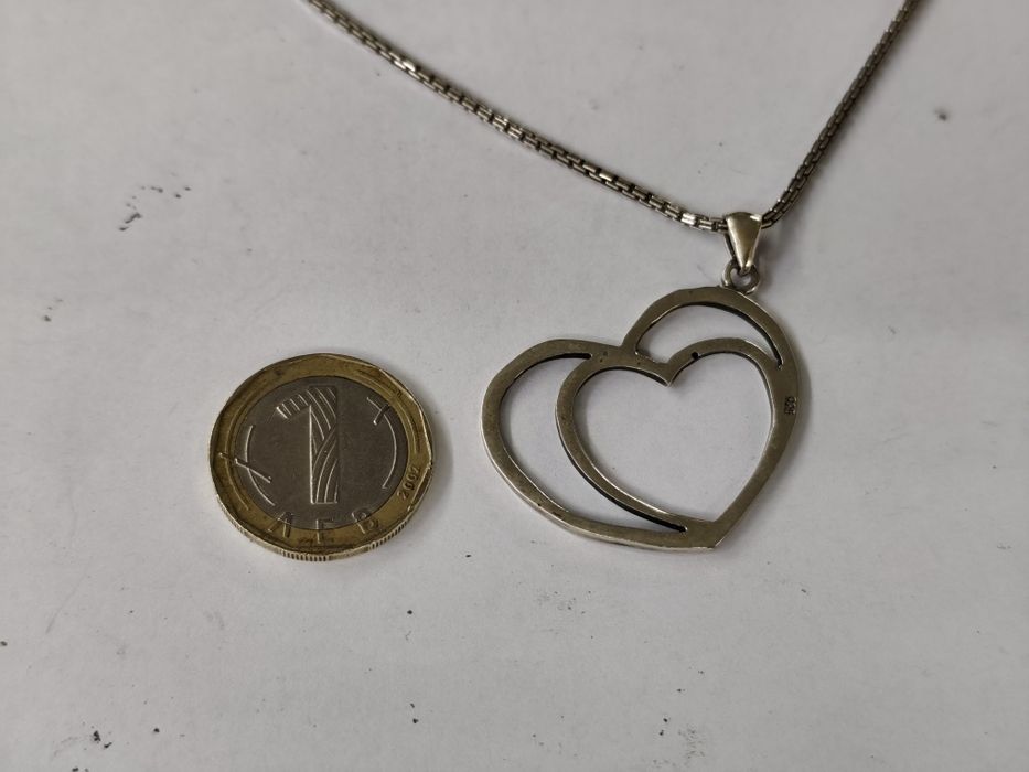 Сребърно колие 925 сърце