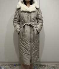 Фирменная стильная куртка зима, Италия , норка натуральная капюшон
