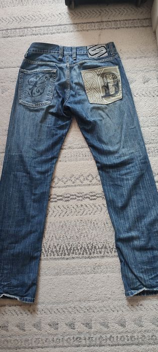 Blugi Flared Embroided Vintage Designer Italian