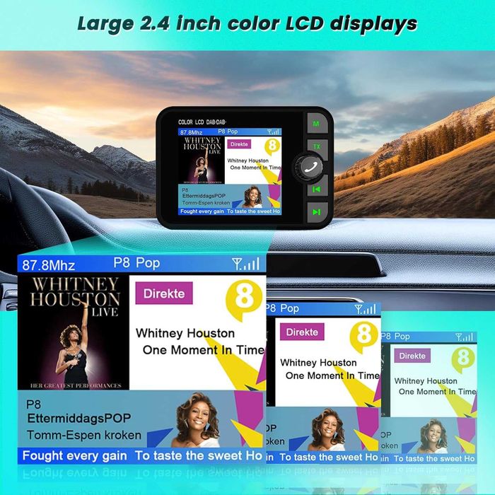 Hikity преносим DAB адаптер за кола с Bluetooth и LCD дисплей