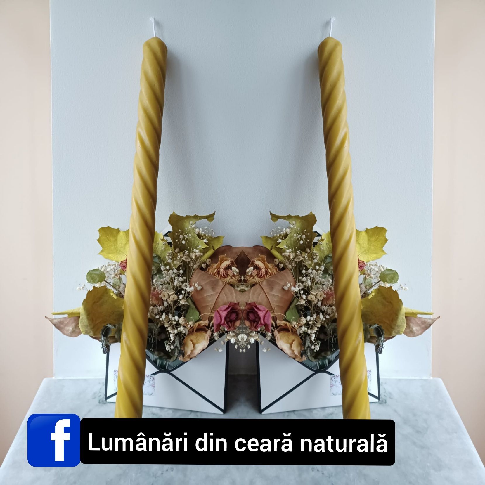 Lumânare ceară naturală botez cununie