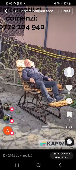 Scaun balansoar pe rulmenți, cu talpa