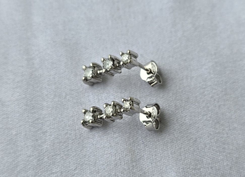 Cercei din aur alb 14k cu diamante naturale