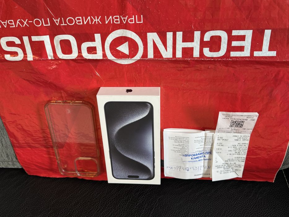 КАТО НОВ 256GB iPhone 15 Pro Max Technopolis Гаранция 2025 Black Черен