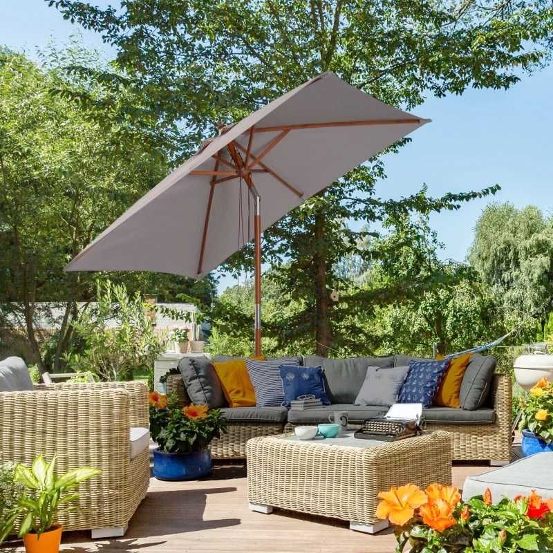 Outsunny 2m x 1,5m градински чадър-чадър с накланящ се сенник