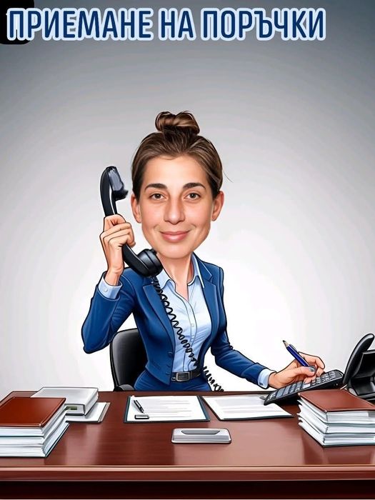 Карикатура по поръчка с ваша снимка и с рамка.