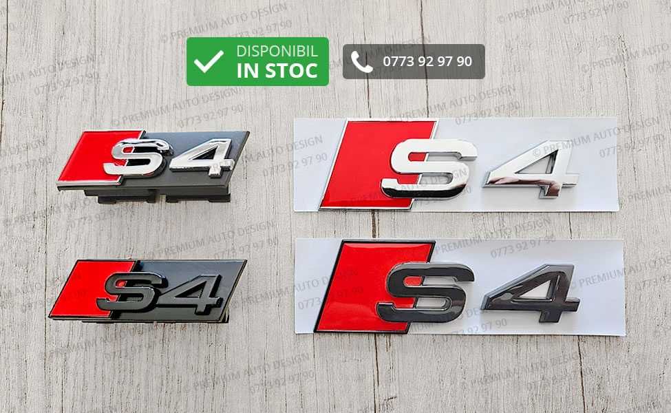 Set embleme / sigle metalice (crom sau negre) - Audi S3 / S4 / S5 / S6
