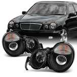 Фарове кристални ЧЕРНИ за Mercedes E-class W210 1999 г > 2001 г.