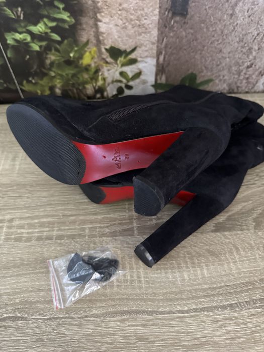 Ботуши с ток от натурален велур