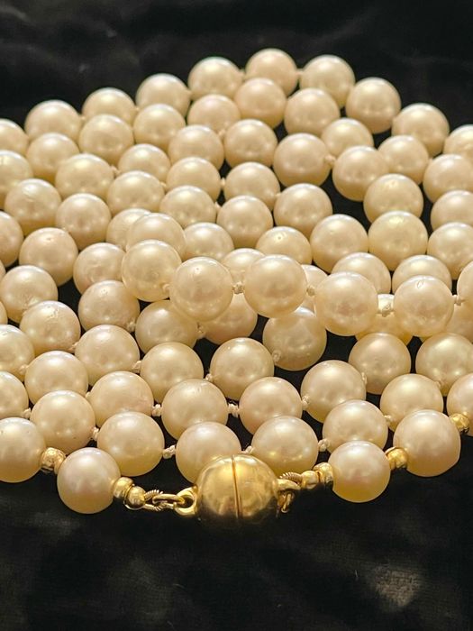 Огърлица  истински  перли сребро 925