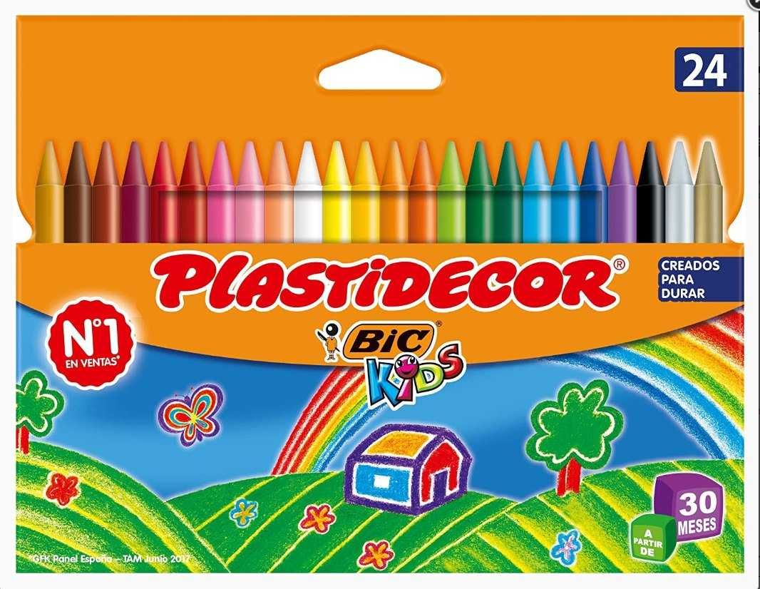 Bic Kids Plastidecor   Цветни восъчни моливи 24 бр.