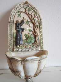 decoratiune vintage Sf. Francisc Holy Water pt.apa sfintita