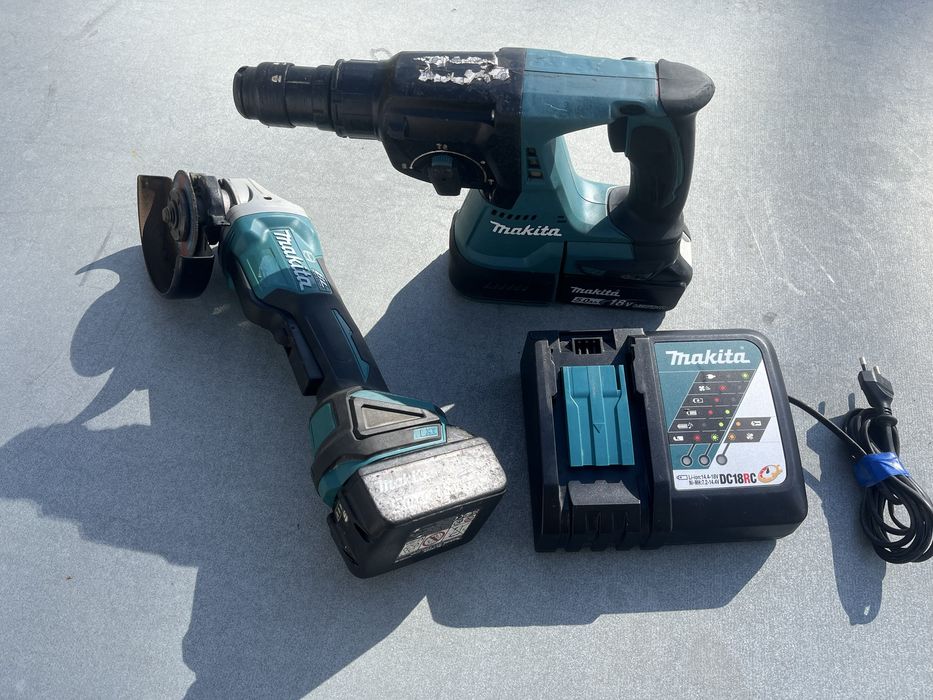 Set Makita 18V Flex DGA508 Rotopercutor DHR243 Brushless 5Ah
