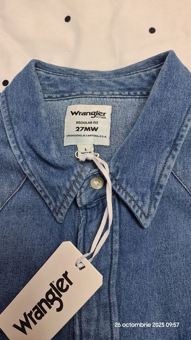 Cămașă bărbați WRANGLER,Originală, mărimea L, Regular Fit, Nouă