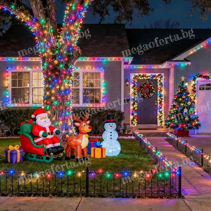 Светлинна верига 50м. от 250 Led коледни лампички RGB многоцветни