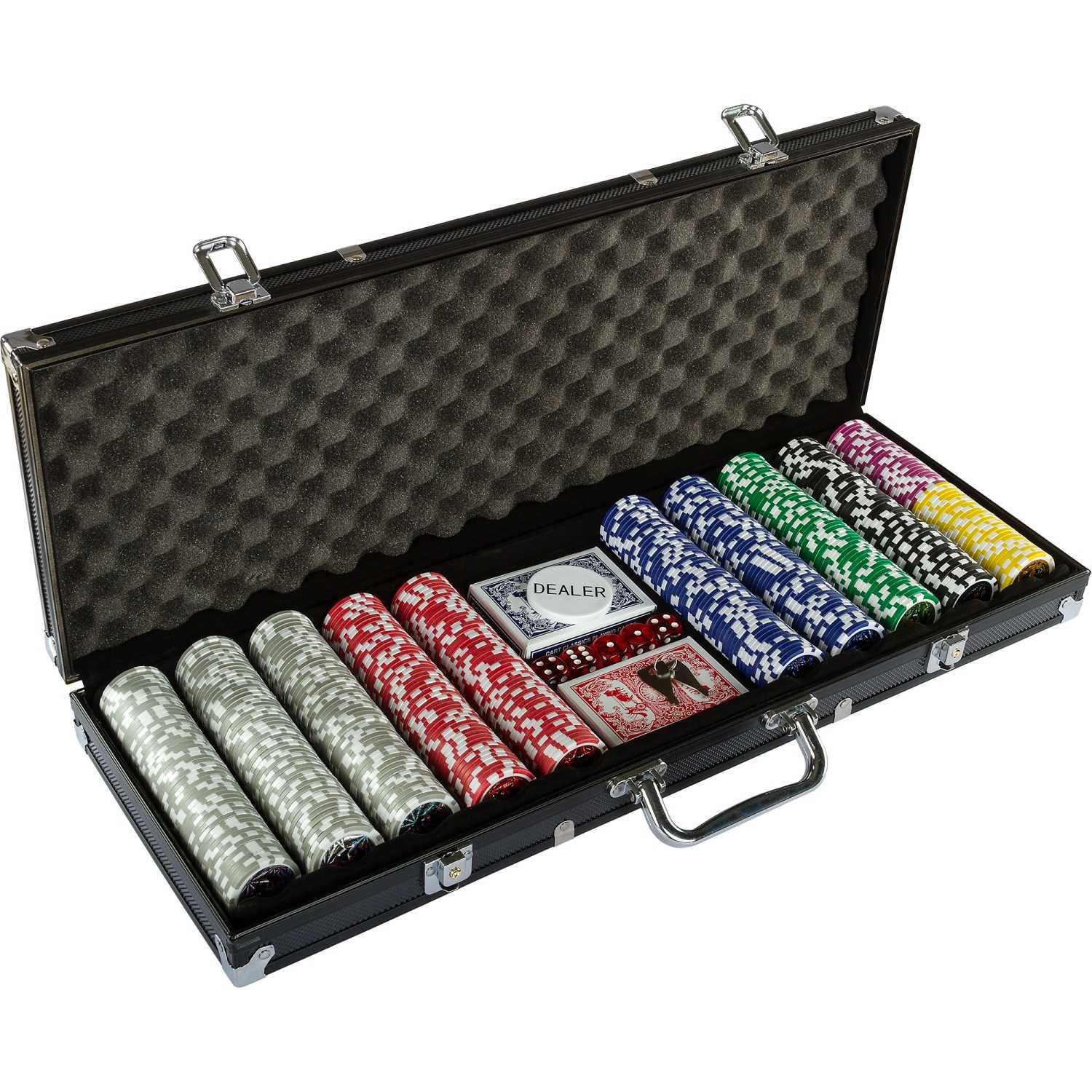 Set poker sigilat, GAMES PLANET®, 500 de jetoane, Black Edition