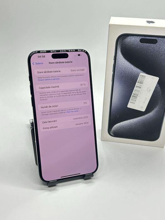 Phone 15 PRO MAX - 256Gb Blue Titanium - IMPECABIL 10/10 ! Garantie
