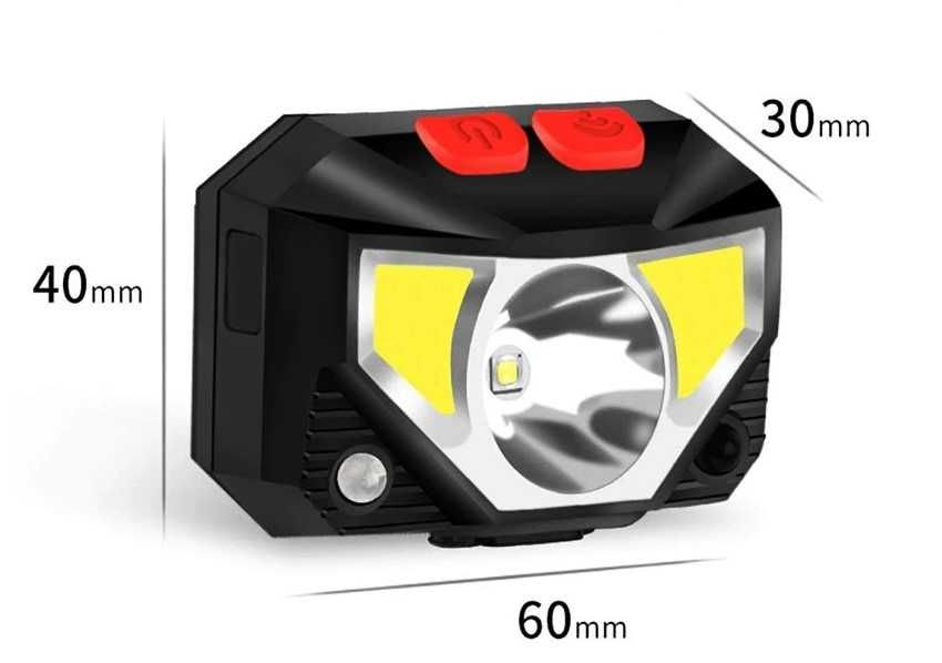 Челник / фенер за глава, сензор за движение, вградена батерия