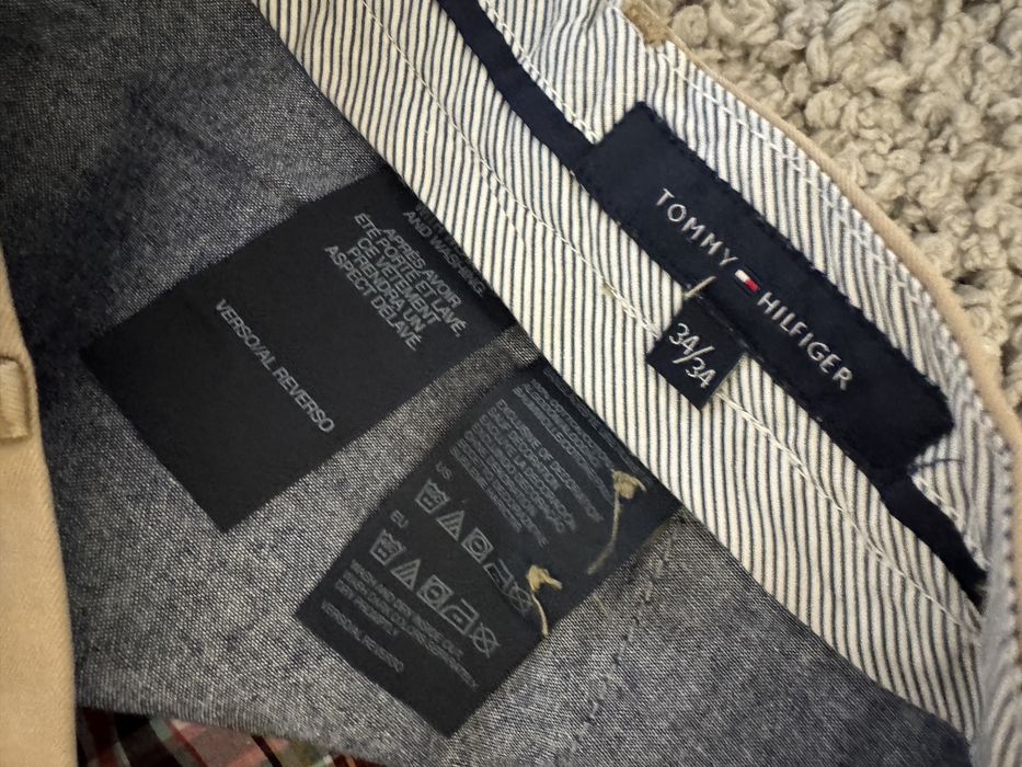 Pantaloni chino Tommy Hilfiger cream si navi Originali