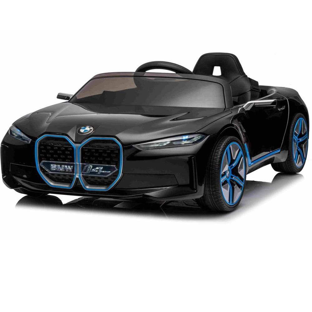 Акумулаторна кола BMW I4, 4х4, в черен цвят със син акцент