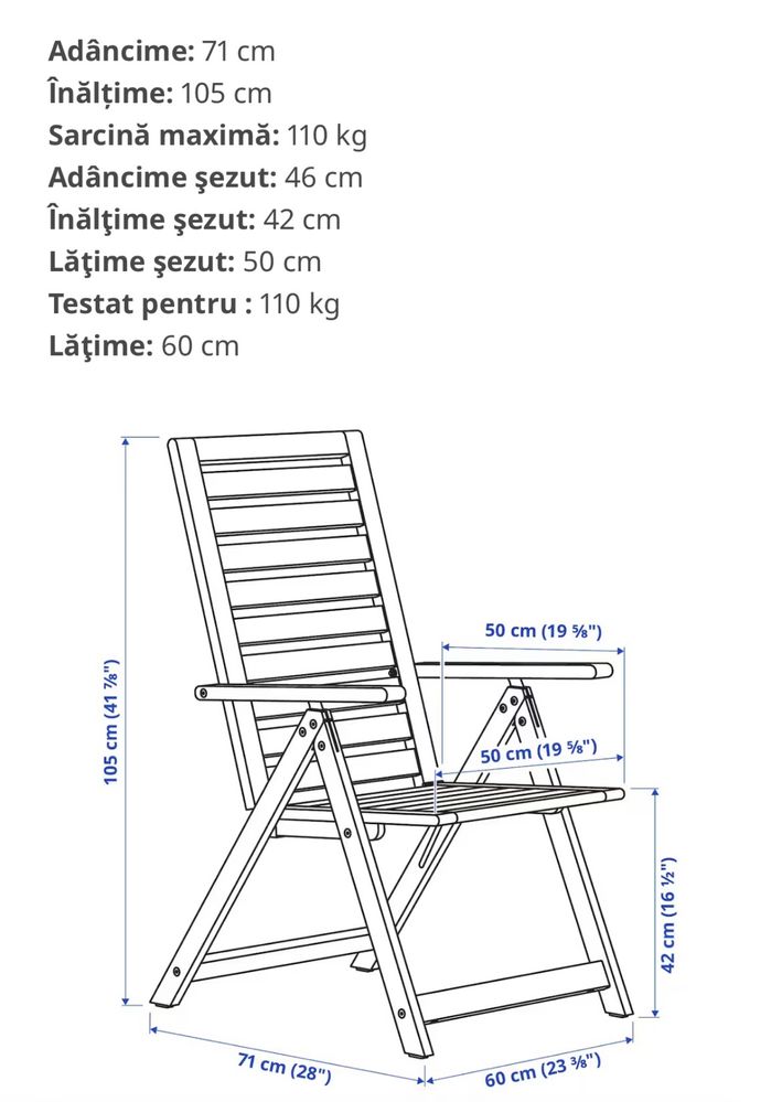 Scaun reglabil terasa exterior/interior Ikea