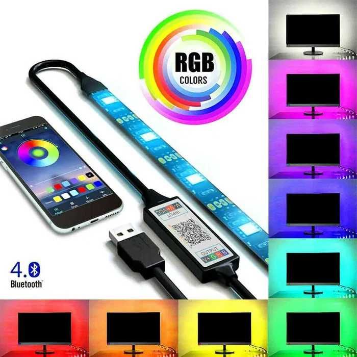5 метра RGB LED лента с Bluetooth управление, безжичен контрол, декор
