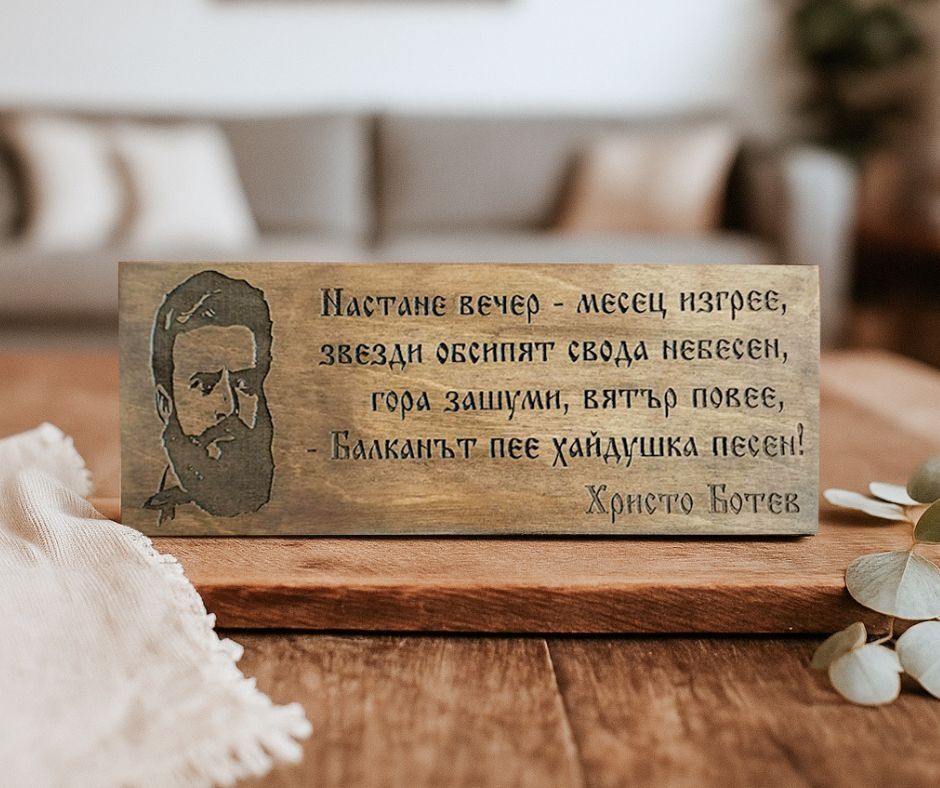 Дървени табели с цитати на български революционери и будители