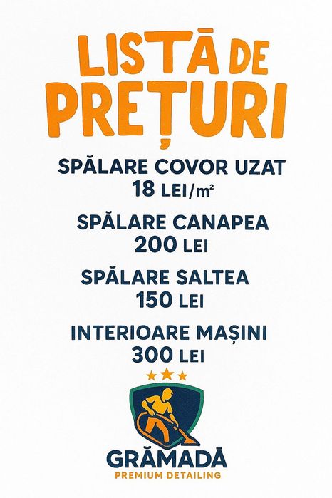 Spălătorie covoare - canapele - scaune - interioare mașini