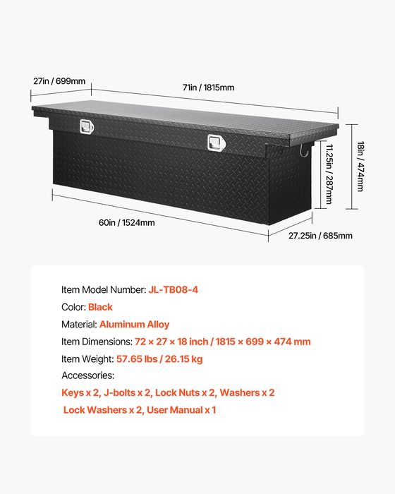 Cutie Aluminiu  pentru Camion,1803x685x457mm,Negru