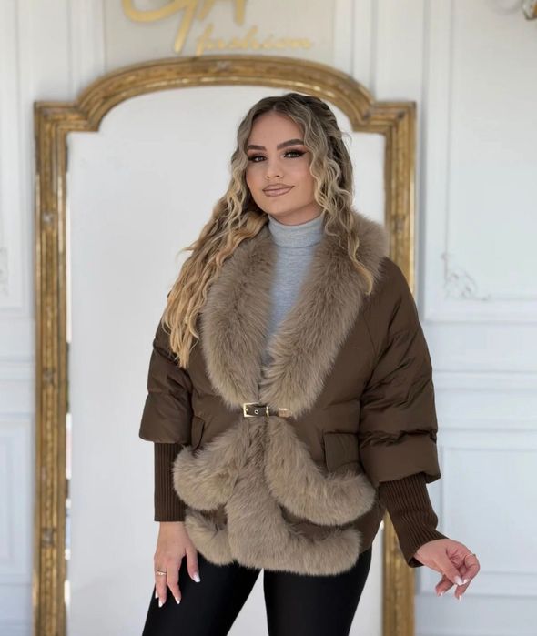 Geacă blană naturală 100% și umplutură din puf