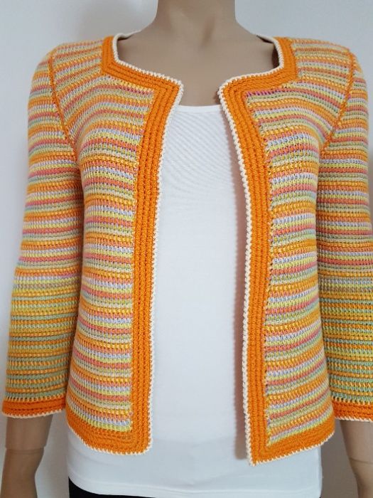 Jacheta (pulover, top, bluza) crosetata multicolor unicat handmade