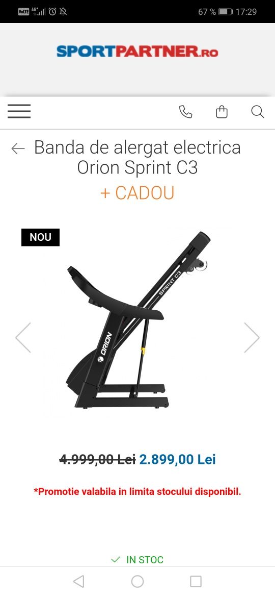 Bandă de alergat electrică Orion Sprint C3