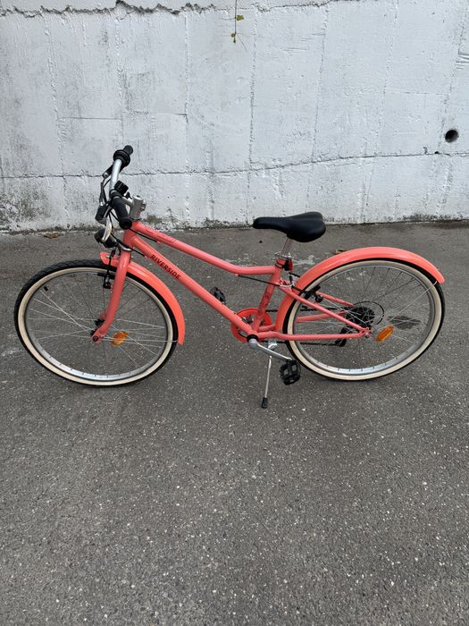 Bicicleta polivalenta Riverside 500 24” roz prntru copii 135-150 cm