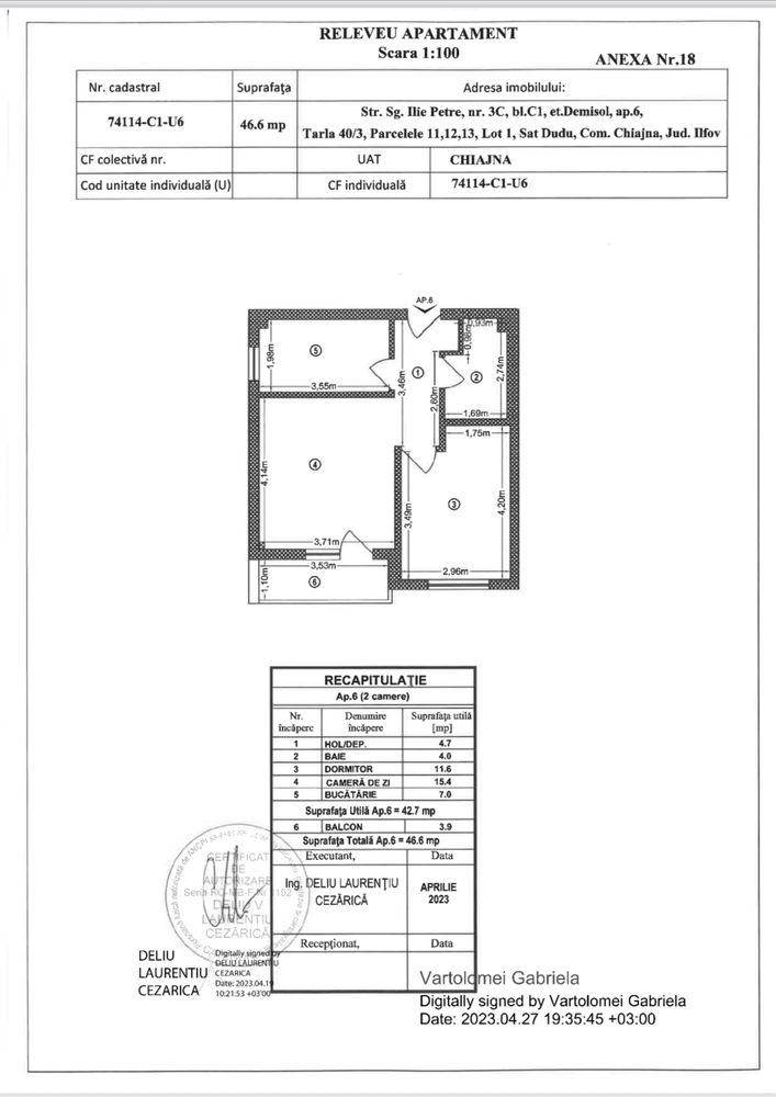 Vand apart. 2 camere - demisol - cu balcon - Chiajna - Militari