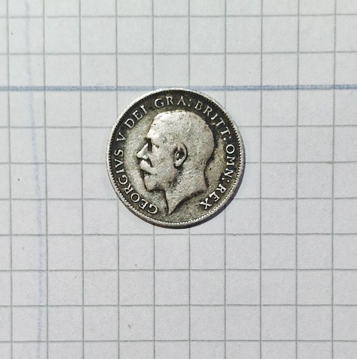 Monedă rară Sixpence 1914 – Regele George V – Argint Sterling 92,5%
