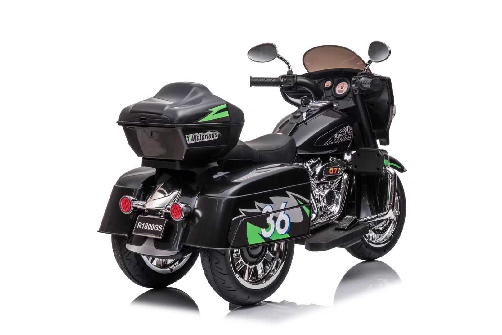 Motocicleta electrica Kinderauto BJN1800 2x 35W cu scaun tapitat Black
