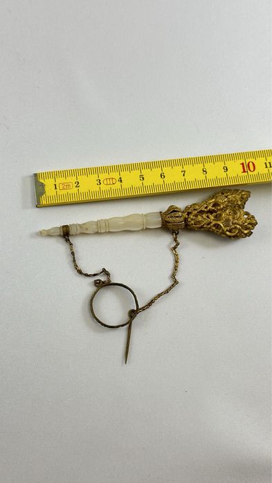 Rar! Porte Bouquet Secolul 19 Tussie Mussie Sidef bronz dore vechi