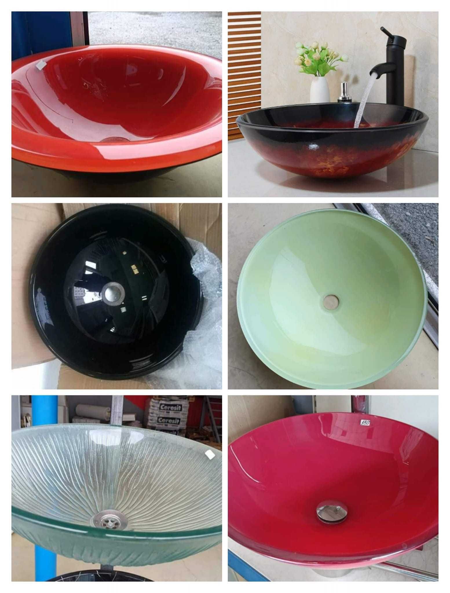 Различни мивки от цветно темперирано стъкло, диам.43 см,вис.17см.