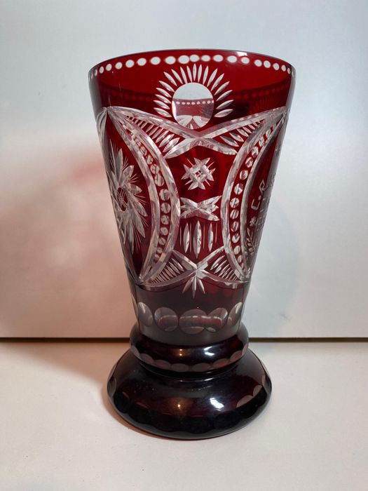 Vaze Vintage din Cristal Roșu Rubin; Obiecte Decor Vaze Suport Flori