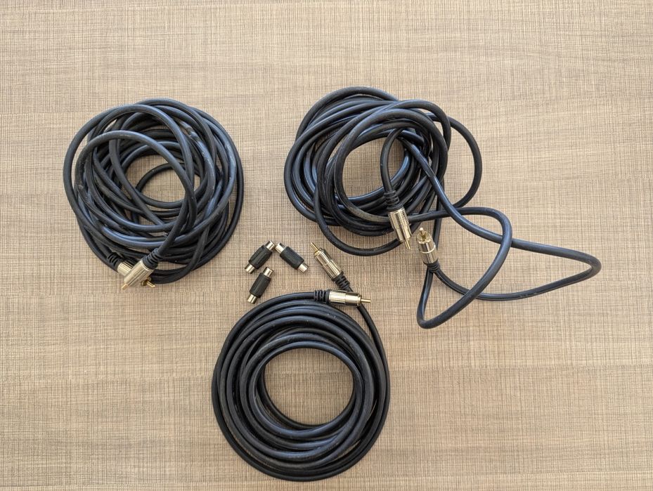 Удължителен кабел за тонколони 5м + 3 свързващи букси (чинчове)