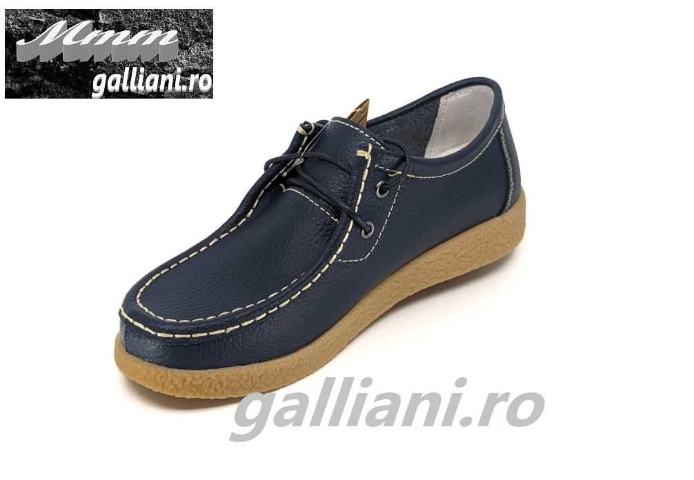 Pantofi casual bleumarin cu siret-dama