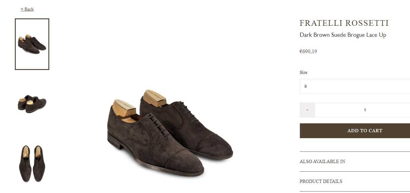 Pantofi oxford de lux 41 41.5 Fratelli Rosetti lucrati manual piele