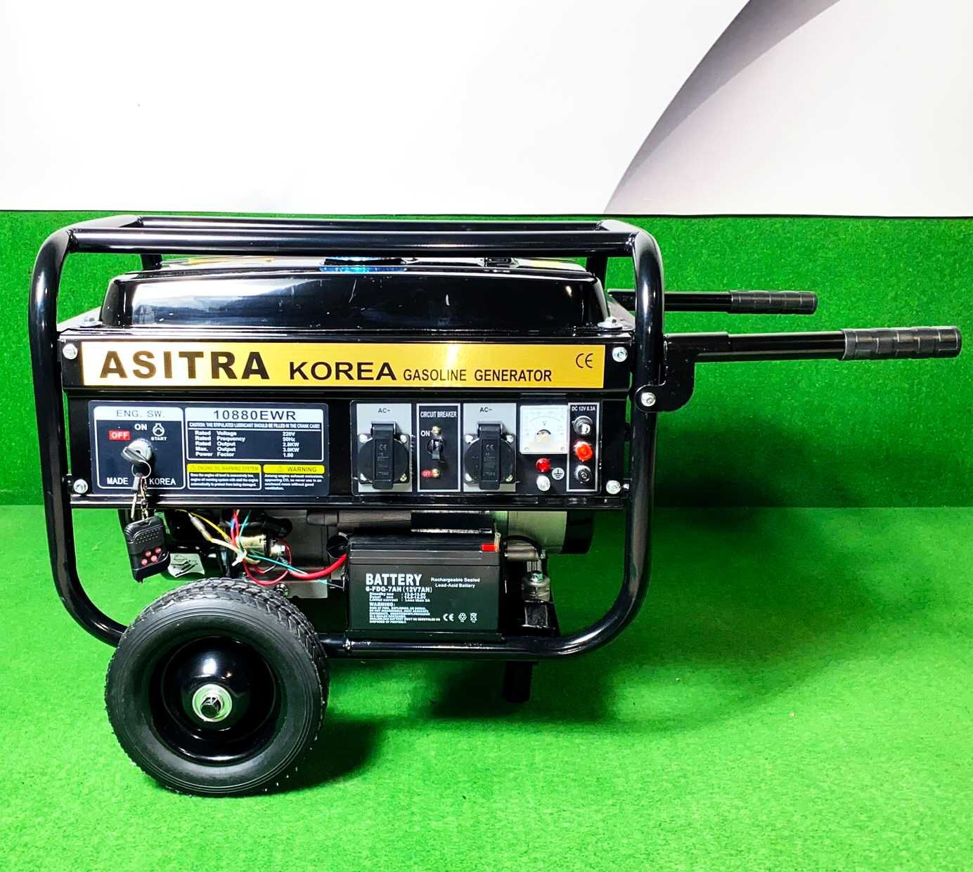 Генератор за ток ASITRA 3.0кв - с дистанционно ел.старт и колелца!