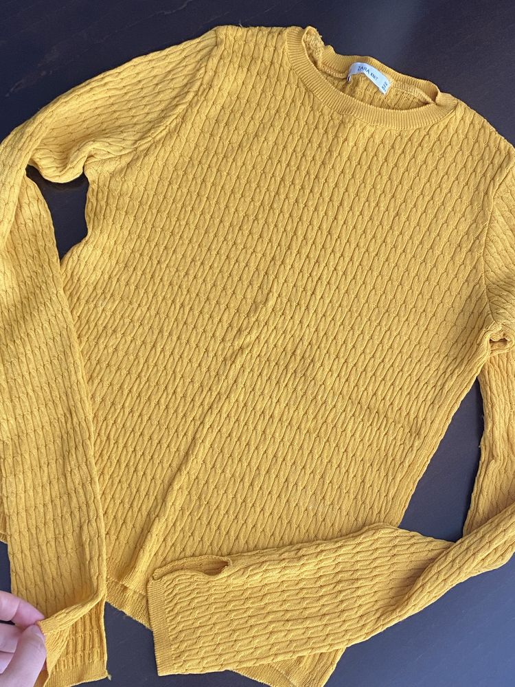Тънка плетена блуза с дълъг ръкав еластична Zara