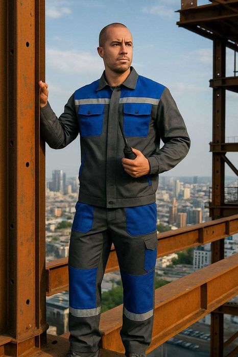 Китель с брюками / 46-50-54/ Темно серый- синий / Х/б